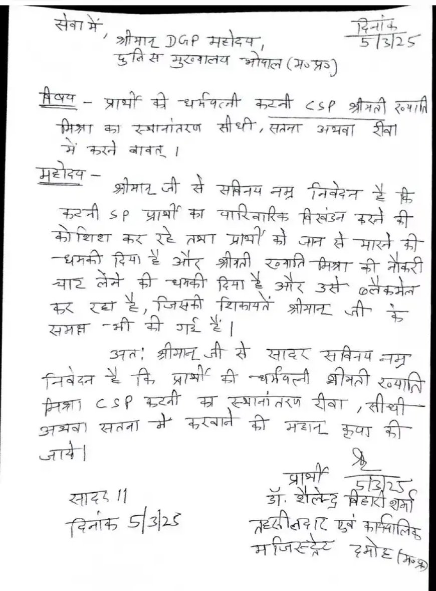 कटनी एसपी अभिजीत कुमार रंजन पर लगे गंभीर आरोप, जान से मारने की दी धमकी 