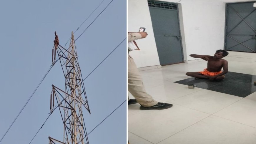 हाईटेंशन लाइन के टावर पर हाईवोल्टेज ड्रामा...